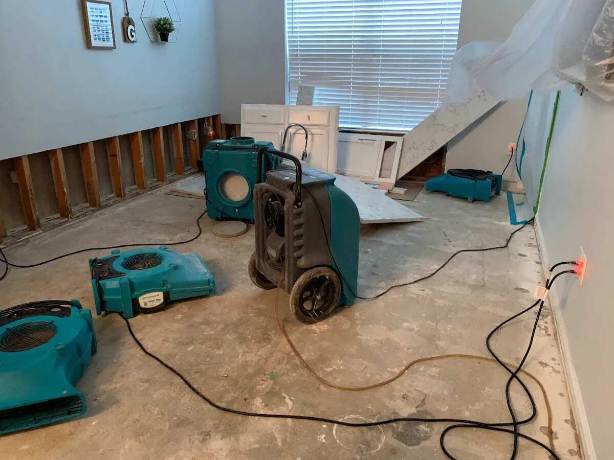 Dehumidifier in flood-cut room for Water Damage Restoration in Grants Pass